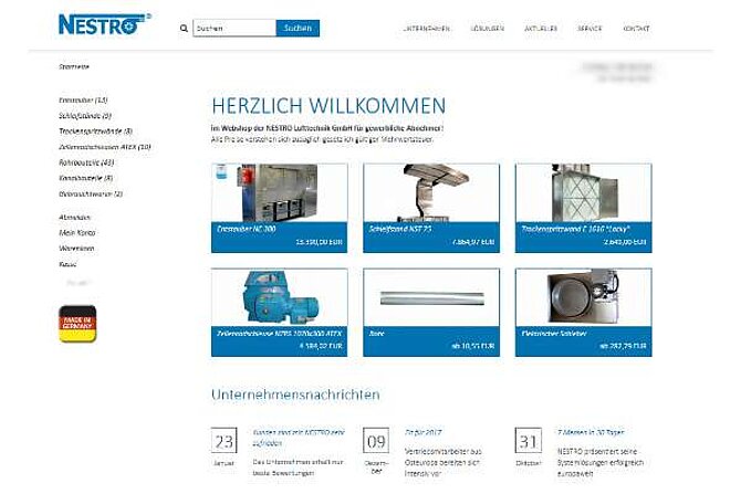 [Translate to English:] Startseite des neuen NESTRO Webshops