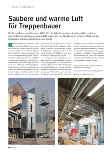 Saubere und warme Luft für Treppenbauer